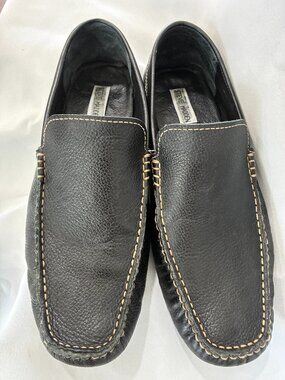 Steve Madden pebbled black leather driving loafer